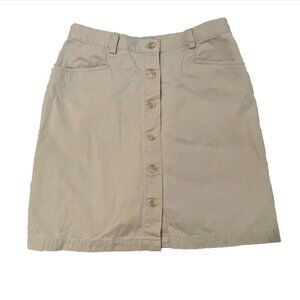 Vintage Gap Women's Button Front Mini Khaki Chino Skirt Tan Beige size 2 Y2K